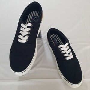 Ralph Lauren Chaps Mens 10 Black Brown Lace-Up Canvas Sneaker Shoes